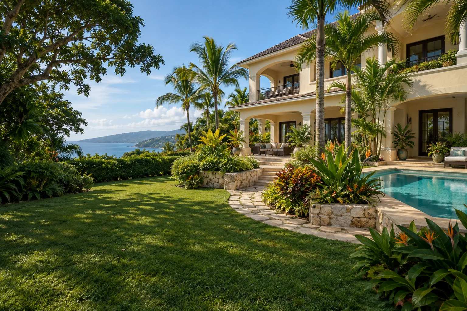 Jamaican villa and tropical garden
